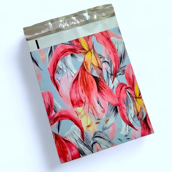 ๐บ(10) Gorgeous Poly Mailers 10x13" Red Tropical Floral Shipping Mailing Bags โค๏ธ - Picture 5 of 5